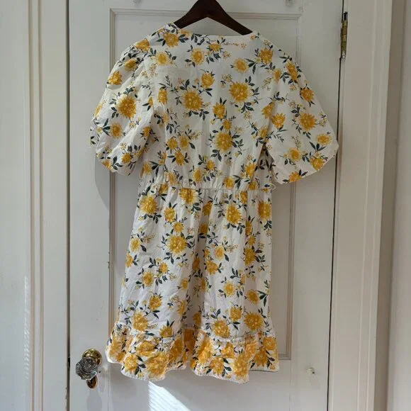 Joie Floral Tiered Puff Sleeve Amelian Mini dress Size 8 Cotton - Picture 3 of 11